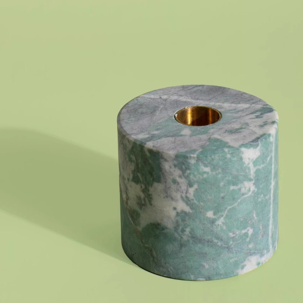 New Discontinued Joanna Buchanan Pedestal Candlestick in Green&Rose Quartz